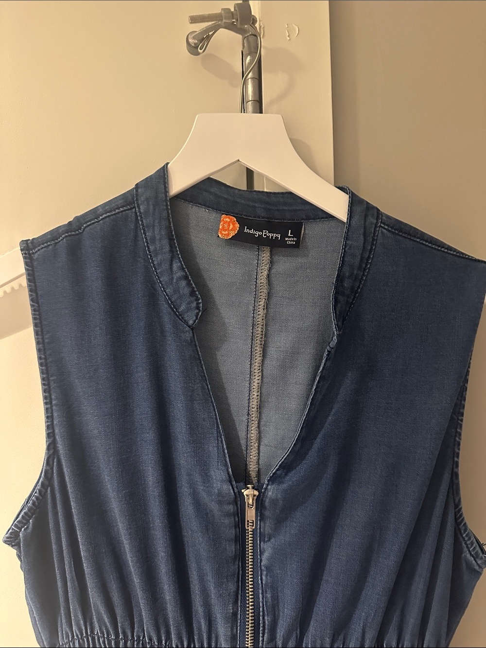 Indigo Poppy Blue Midi Dress with Front Zip